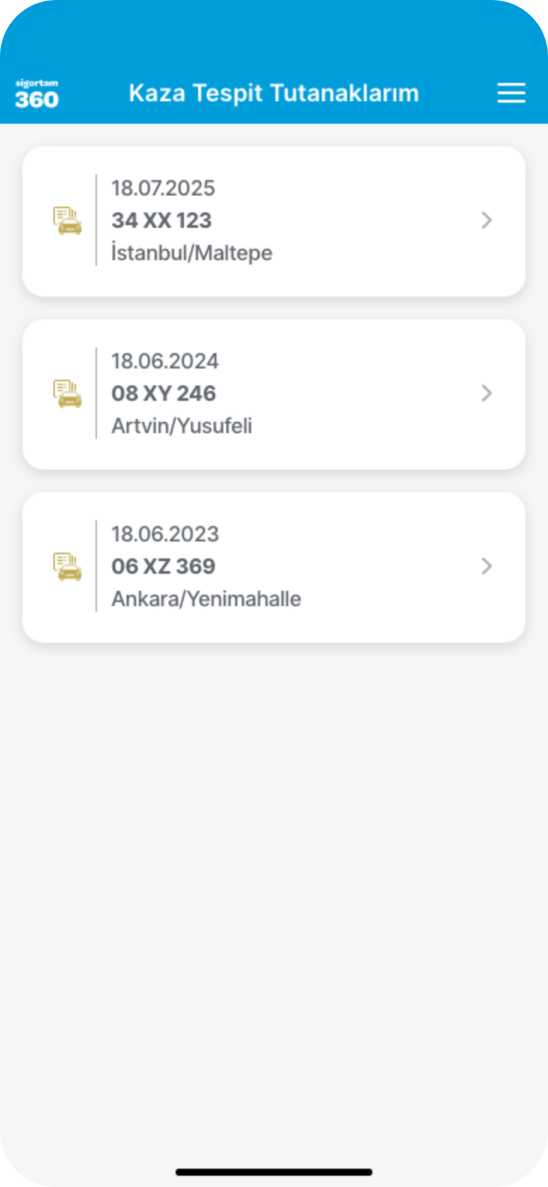 Kaza Tespit Tutanaklarım