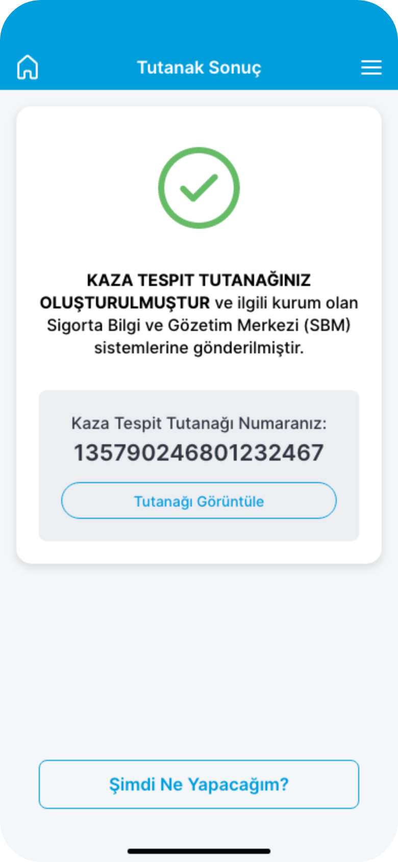 Tutanak Oluşturma Tamam